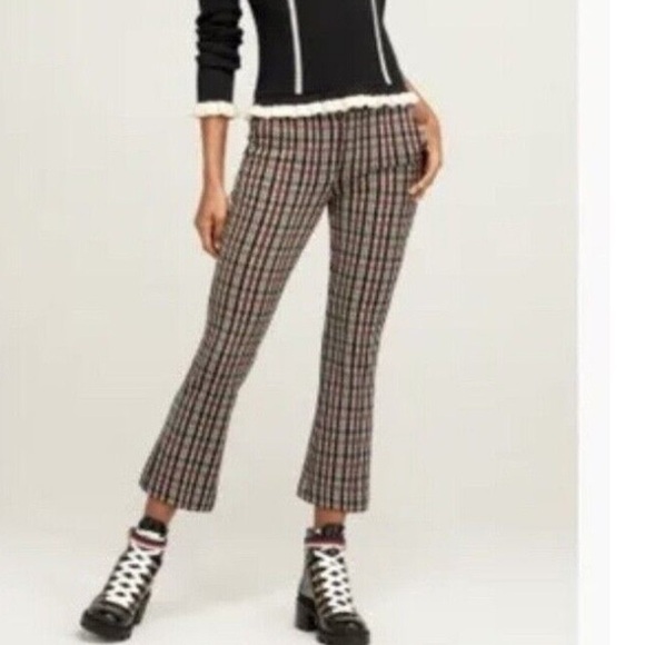 Cabi #4131 Jazzy Kick Flare Brown Plaid Trouser Pant Size 4 - Picture 11 of 15